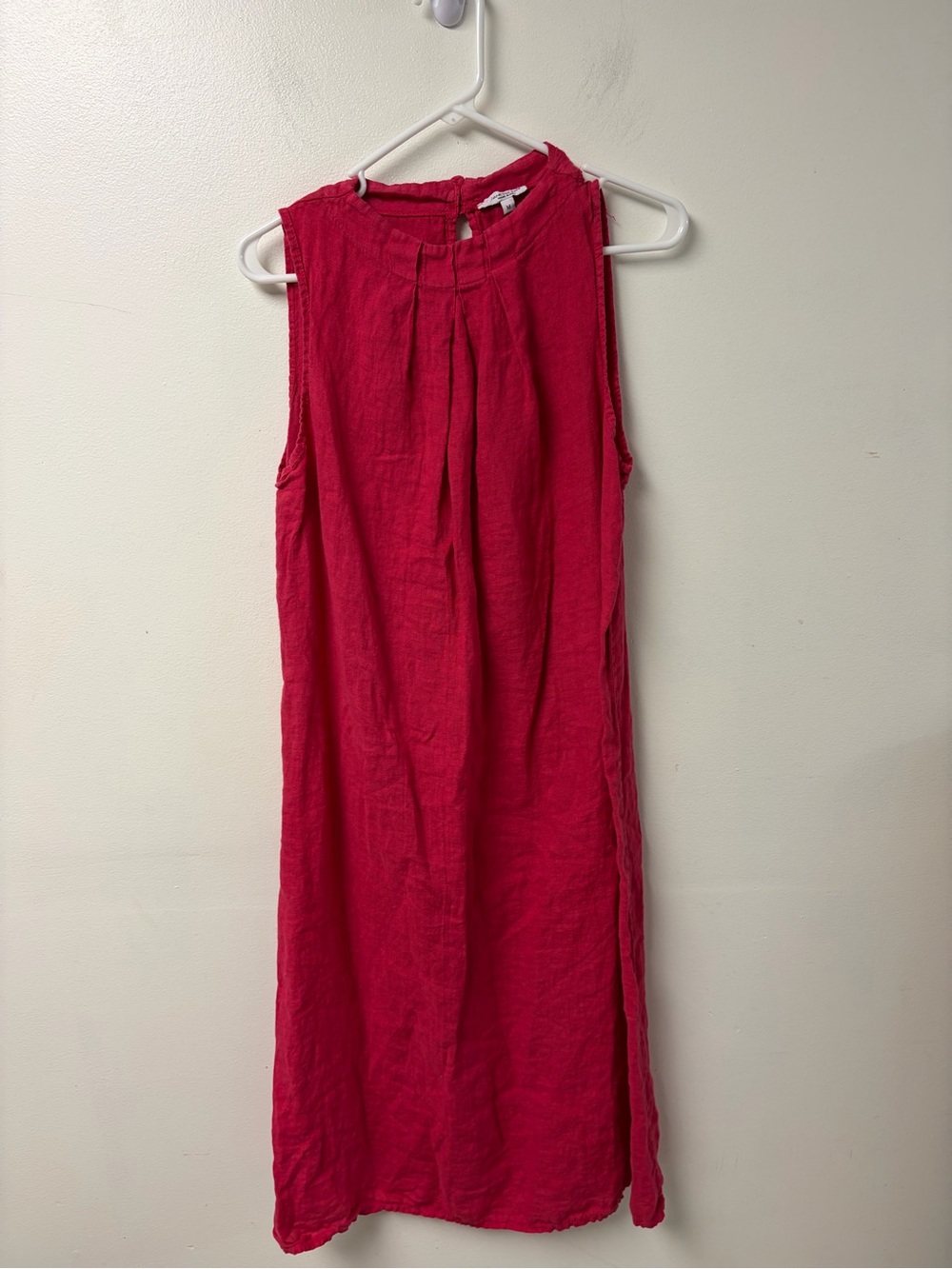 Vanessa Zani Italy 100% Linen Pintuck Midi Dress Size Medium